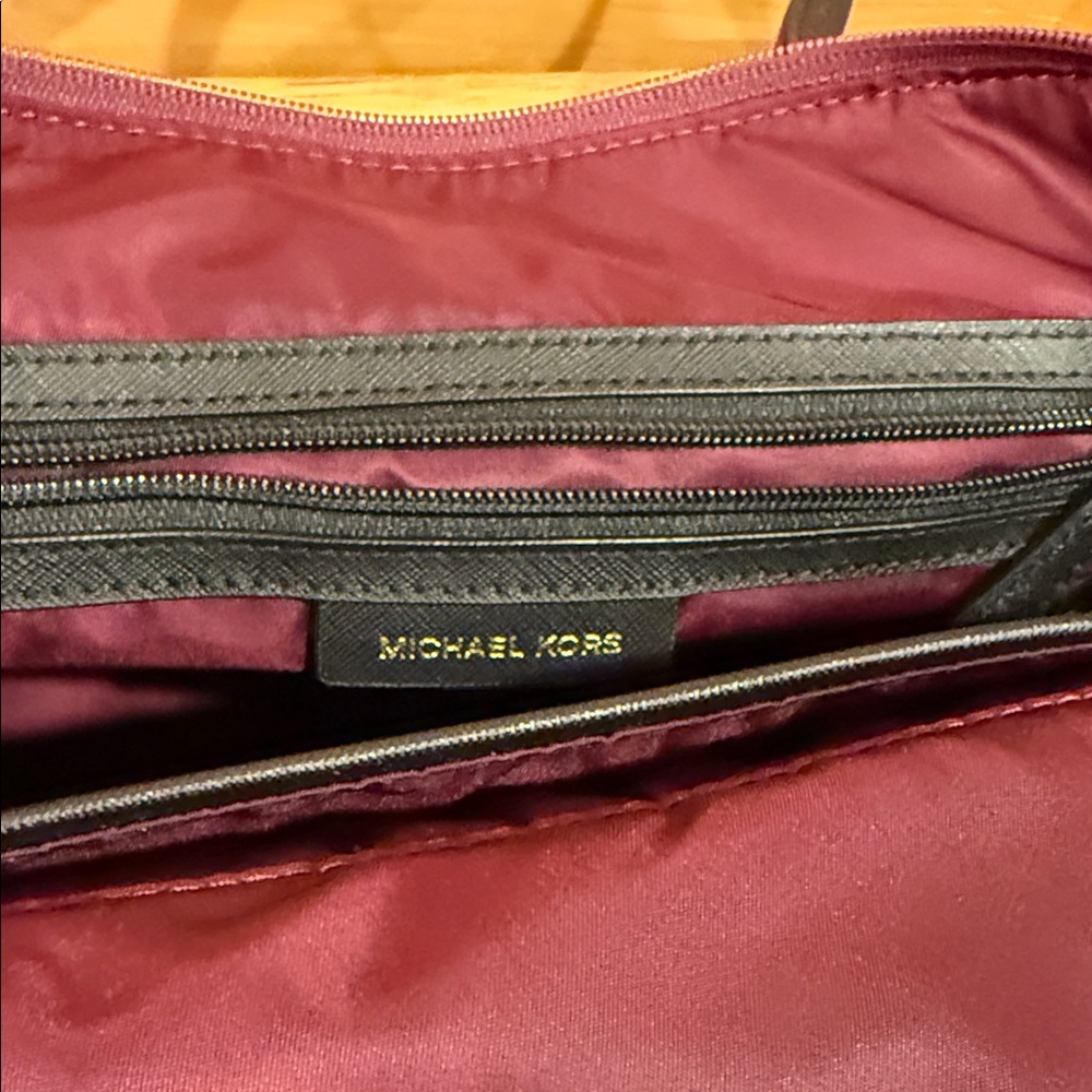 Michael Kors Deep Red Tote with Black Accents (Nylon Kelsey) - Picture 4 of 6